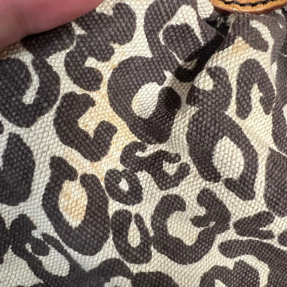 Antonio Melani Leopard Print Canvas‎ Leather Trim Satchel Mob Wife Indie Sleaze